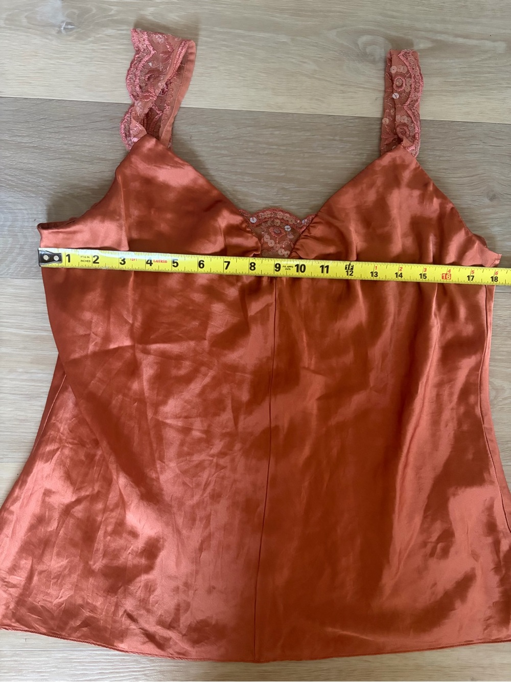Nine West Vintage Y2K 100% Silk Lace Sequin Camisole Size 14 - Picture 6 of 6